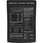 Rear of Switch Nutrition WPI Perform Chocolate Milk 750g tub showing nutrition facts and ingredients.