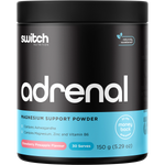 150g Strawberry Pineapple Adrenal Switch magnesium support formula tub by Switch Nutrition on a white background.