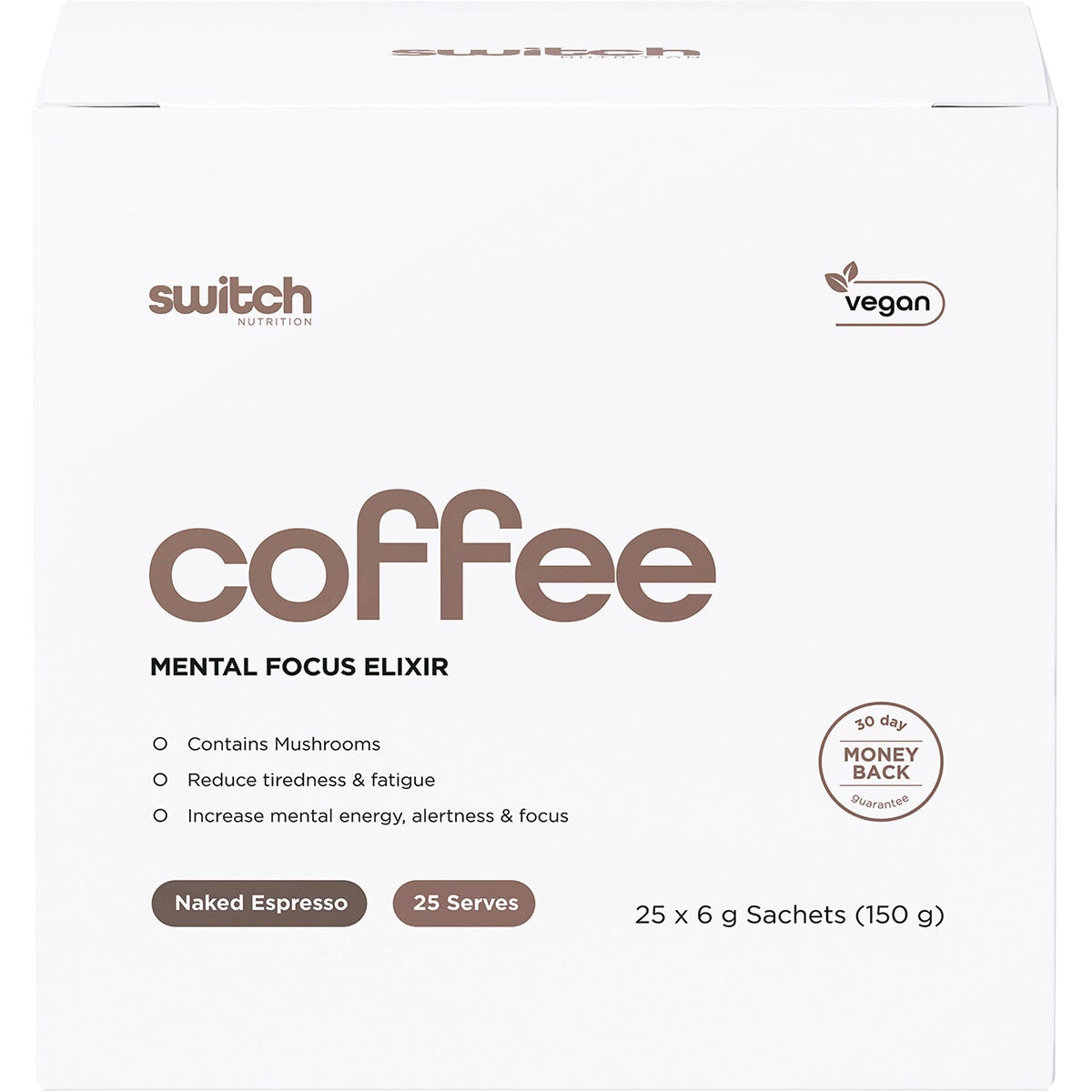 Switch Nutrition Coffee Mental Focus Elixir Naked Espresso 25 Pack