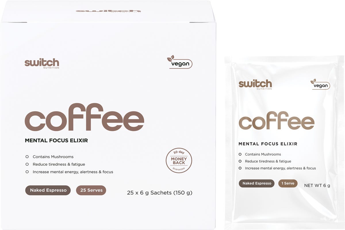 Switch Nutrition Coffee Mental Focus Elixir Naked Espresso 25 Pack