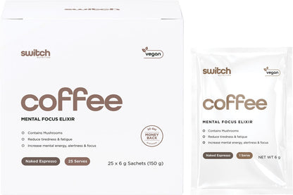Switch Nutrition Coffee Mental Focus Elixir Naked Espresso 25 Pack