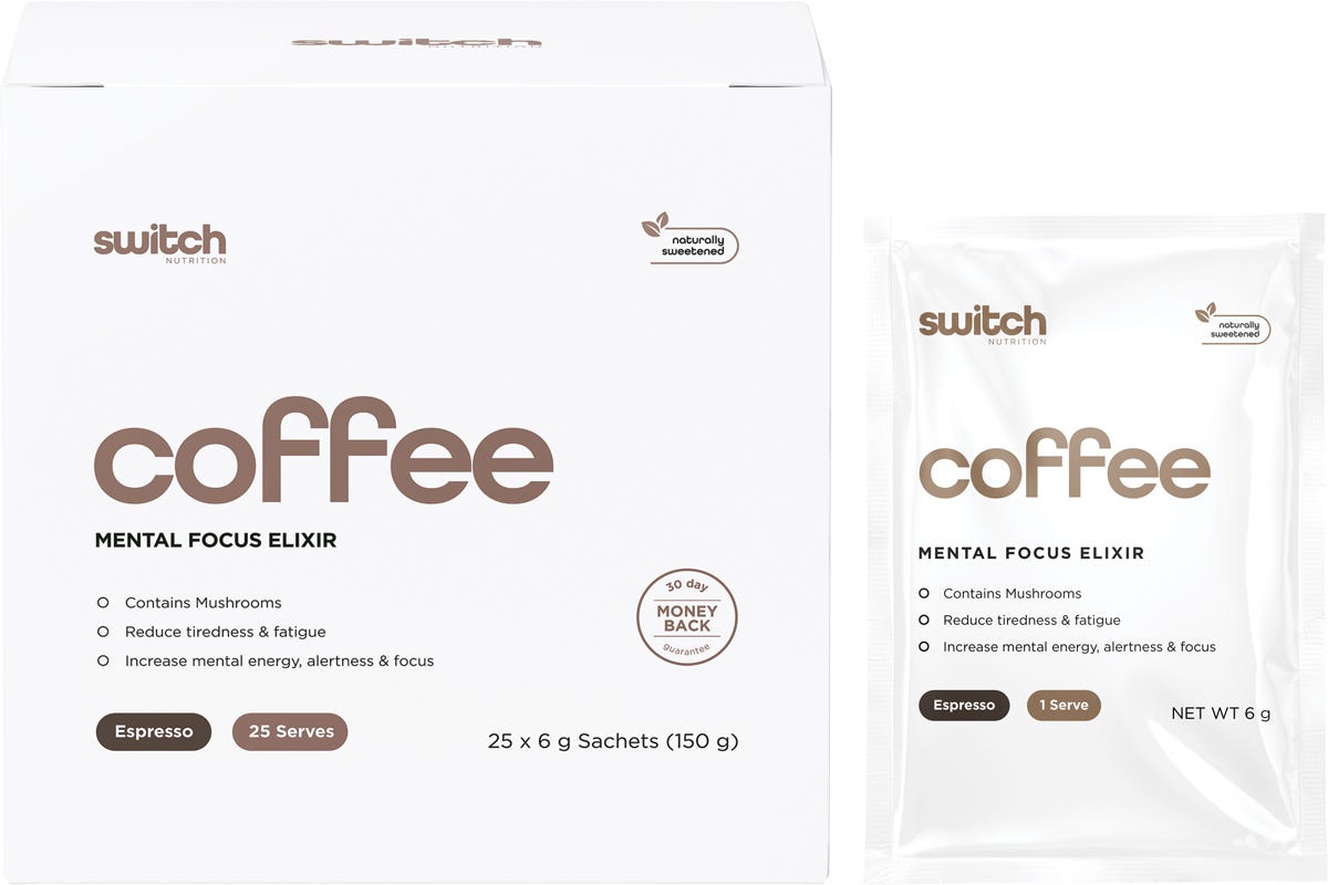Switch Nutrition Coffee Mental Focus Elixir Espresso Sweetened 25 Pack
