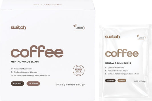 Switch Nutrition Coffee Mental Focus Elixir Espresso Sweetened 25 Pack