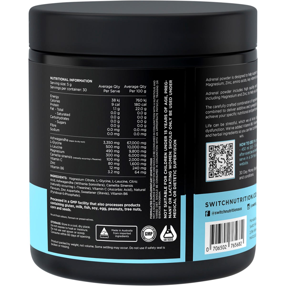 Switch Nutrition Adrenal Magnesium Support Formula Strawberry Pineapple 150g