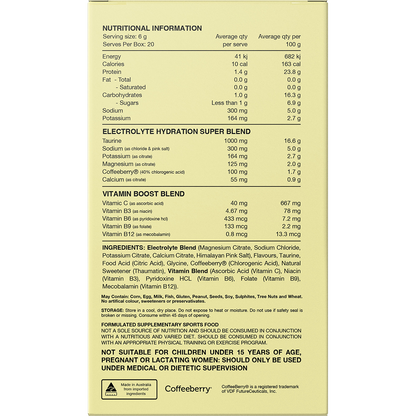 Back of Switch Nutrition Hydrate Kiwi Watermelon box with nutrition facts, ingredients, and directions for use.