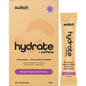 Switch Nutrition Hydrate + Caffeine Mango Passionfruit box with a single sachet and tropical fruit illustrations.