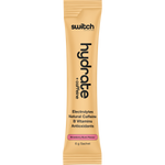 Strawberry Burst Hydrate + Caffeine 6g sachet with 100mg caffeine and electrolytes on a white background.