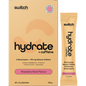 Box and sachet of Switch Nutrition Hydrate + Caffeine Strawberry Burst with electrolytes and 100mg of natural caffeine.