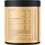 Back of 300g Switch Nutrition Hydrate + Caffeine Mango Passionfruit tub showing nutritional panel and ingredients.