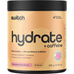 300g tub of Switch Nutrition Hydrate + Caffeine in Strawberry Burst flavour.