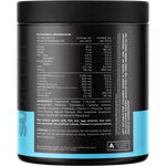 Back of a 150g tub of Switch Nutrition Adrenal Magnesium Support Powder Chocolate showing nutritional info and ingredients.