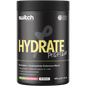 600g tub of Switch Nutrition Hydrate+ Kiwi Watermelon, an electrolyte and carbohydrate supplement for peak performance.