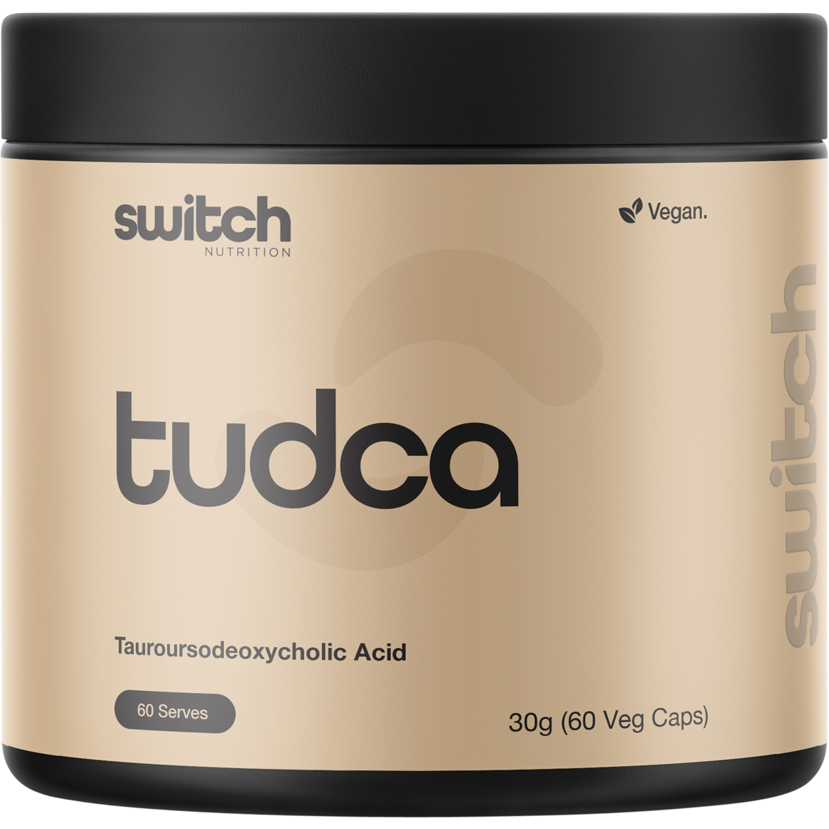 Switch Nutrition TUDCA 60 Caps bottle featuring a white and purple label for liver and digestive health support.