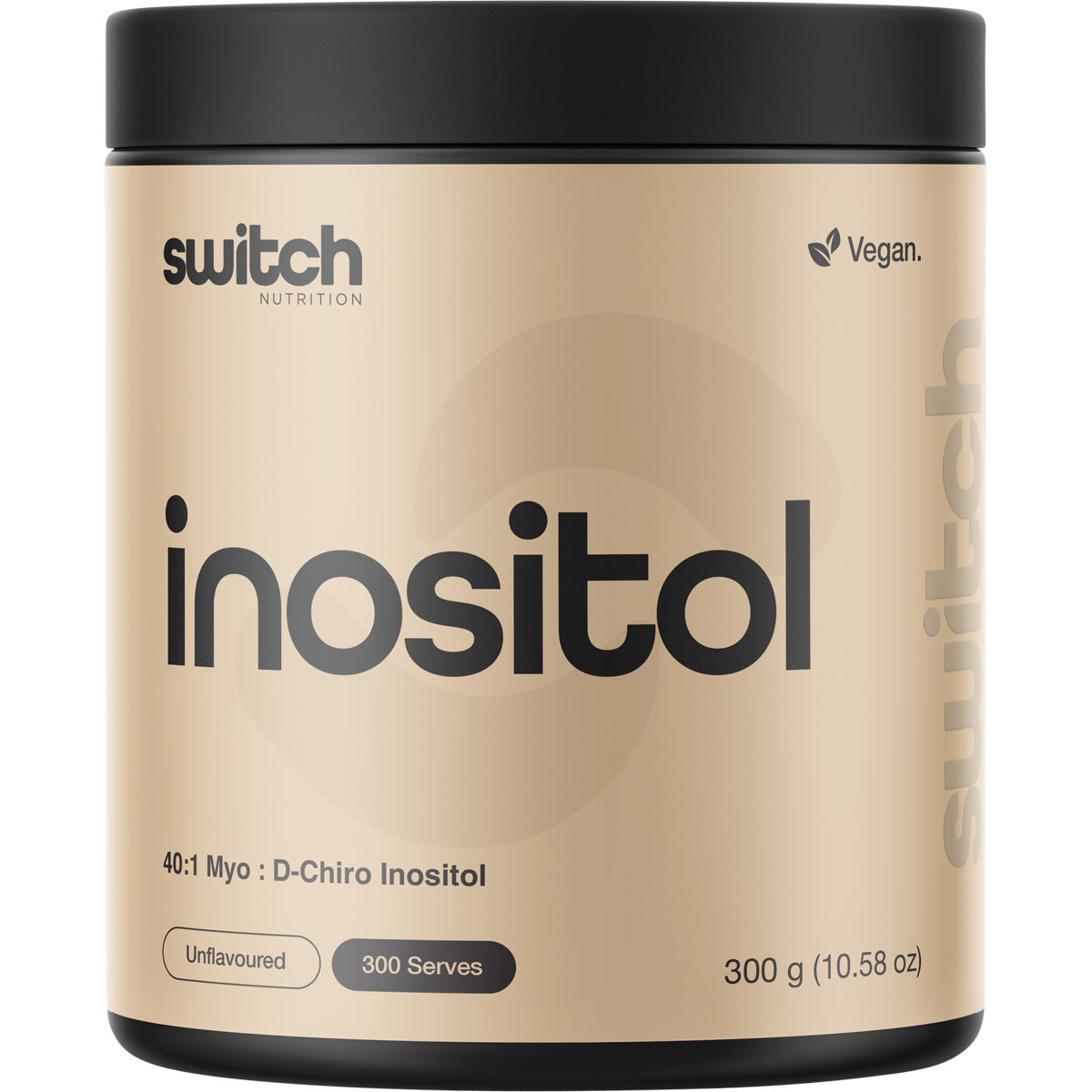 300g tub of Switch Nutrition Inositol 40:1 MYO : D-Chiro Inositol unflavoured dietary supplement powder.