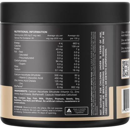 Switch Nutrition Zinc + Vitamin C 60 Caps