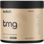 150g tub of Switch Nutrition TMG 100% Pure Trimethylglycine powder on a white background.