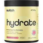 300g tub of Switch Nutrition Hydrate Everyday Kiwi Watermelon sugar-free electrolytes with 5 essential minerals.