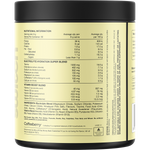 Back of a 300g tub of Switch Nutrition Hydrate Lemon Lime showing nutritional information and ingredients.