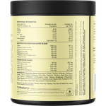 Back of Switch Nutrition Hydrate Mango Passionfruit 300g tub showing nutritional information and directions.