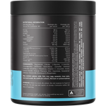 Back of a 300g tub of Switch Nutrition Adrenal Magnesium Support Powder in chocolate flavor showing ingredients.