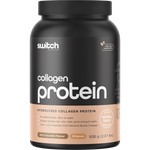 938g tub of Switch Nutrition Hydrolysed Collagen Protein in Rich Chocolate flavor on a white background.