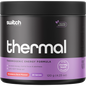 120g tub of Switch Nutrition Thermal Strawberry Burst, a thermogenic energy formula with a white and pink label.