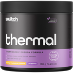 120g tub of Switch Nutrition Thermal Mango Passionfruit thermogenic energy formula on a white background.