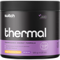 120g tub of Switch Nutrition Thermal Mango Passionfruit thermogenic energy formula on a white background.