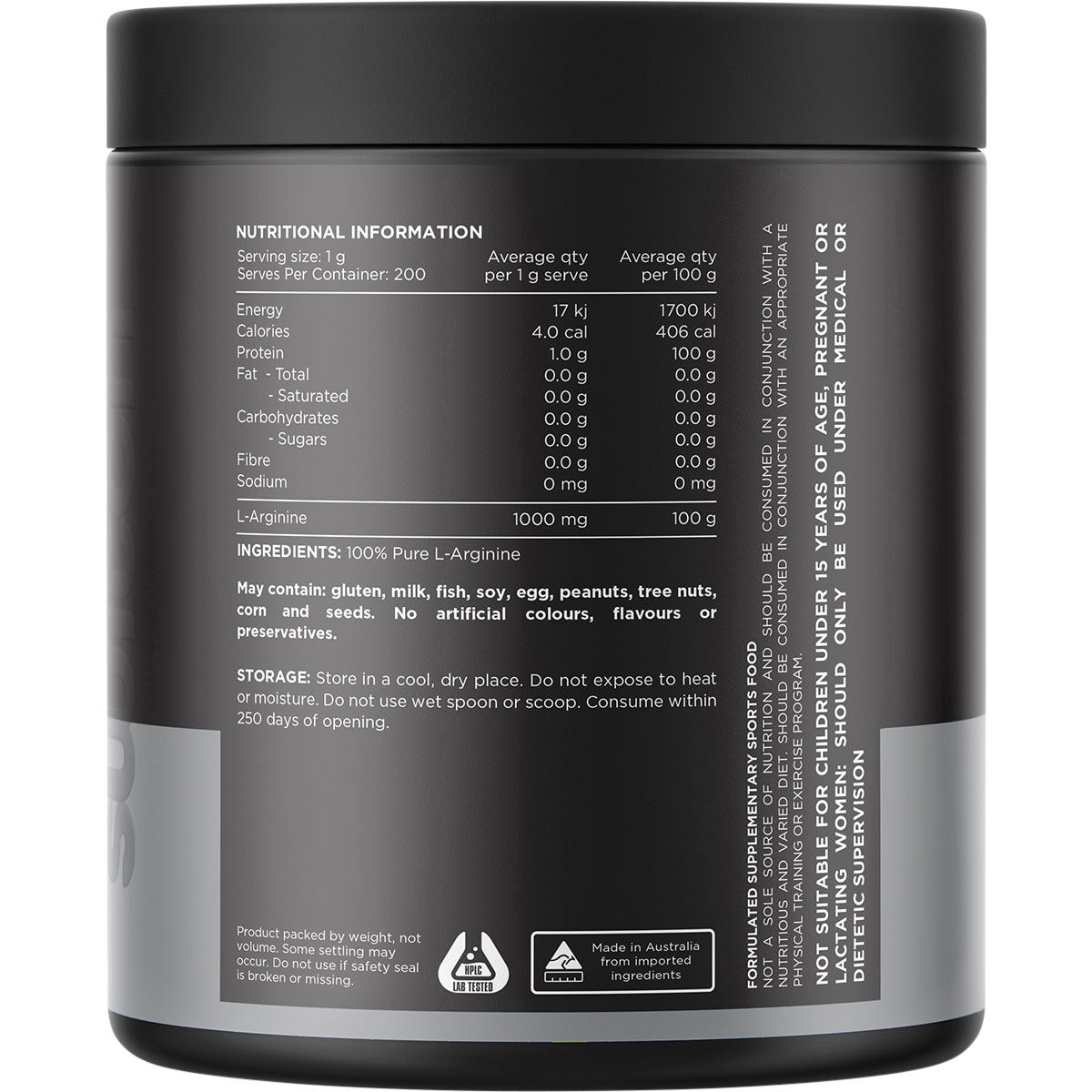 Switch Nutrition Arginine 100% Pure L-Arginine Unflavoured 200g