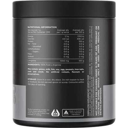 Switch Nutrition Arginine 100% Pure L-Arginine Unflavoured 200g