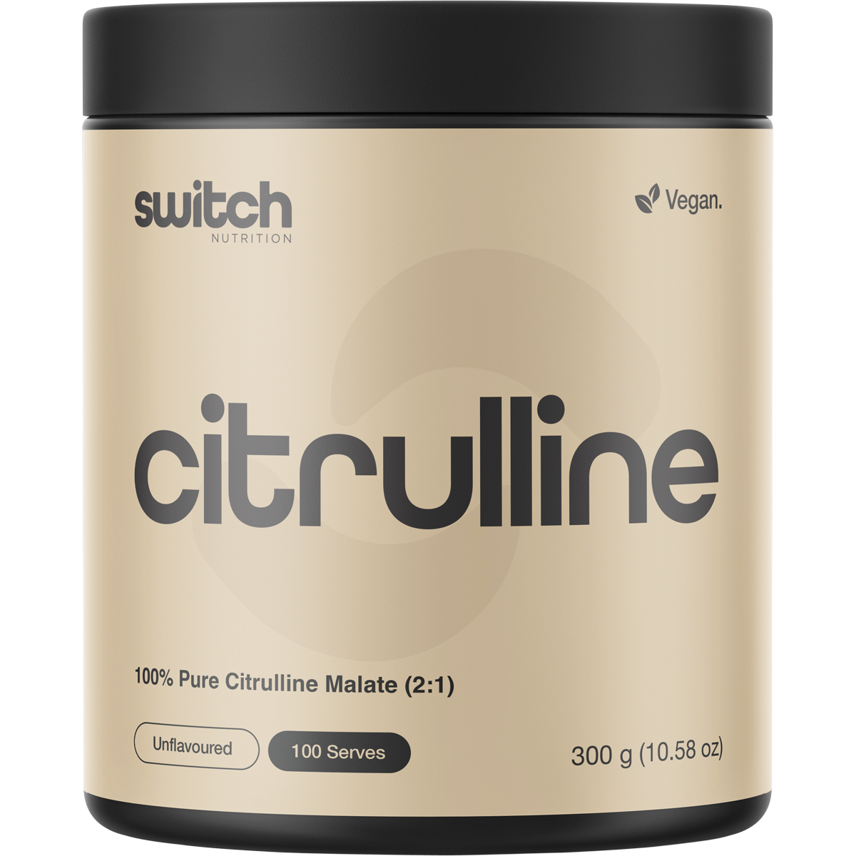 300g tub of Switch Nutrition 100% Pure Citrulline Unflavoured powder on a white background.