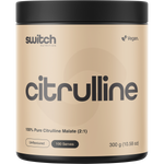 300g tub of Switch Nutrition 100% Pure Citrulline Unflavoured powder on a white background.