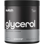 300g tub of Switch Nutrition Glycerol 65% Glycerol Powder, a supplement for hydration and performance.