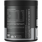 Back label of Switch Nutrition MCT Oil Powder showing nutritional information and ingredients on a white tub.