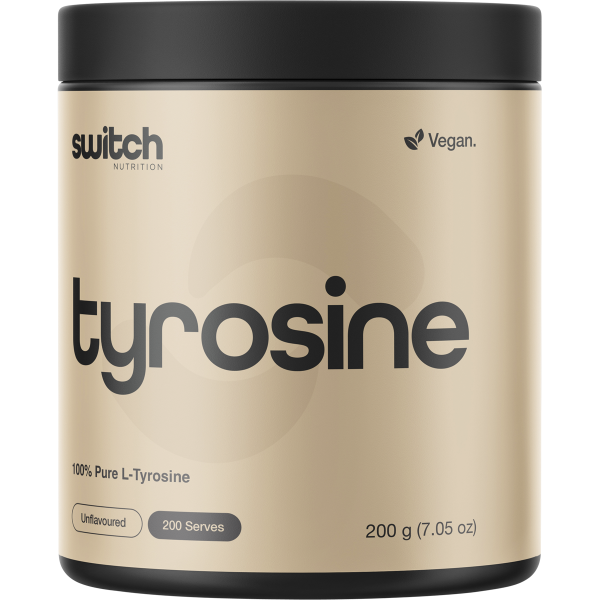 Switch Nutrition Tyrosine 200g tub, unflavoured 100% pure L-Tyrosine supplement for focus and performance.