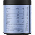 Back of a 400g tub of Switch Nutrition Sleep Magnesium Chocolate showing nutritional info and ingredients.