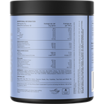 Back of a 400g tub of Switch Nutrition Sleep Magnesium Strawberry Pineapple showing ingredients and nutritional info.