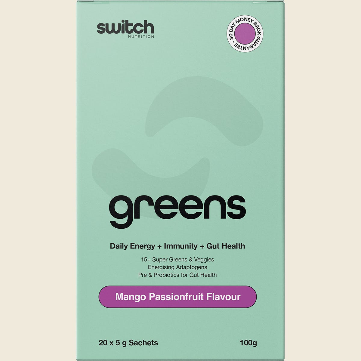 Switch Nutrition Greens Sachets Mango Passionfruit 20x5g