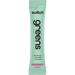 Switch Nutrition Greens Raspberry Lemonade 5g sachet featuring a pink and white label on a white background.
