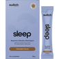 Box and individual chocolate sleep magnesium sachets by Switch Nutrition on a white background.