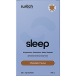 A single 8g chocolate sleep magnesium sachet by Switch Nutrition shown on a plain white background.