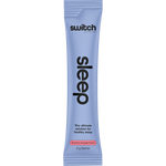 Side view of a Switch Nutrition Sleep Magnesium box showing strawberry pineapple flavor and key benefits.