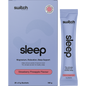 Switch Nutrition Sleep Magnesium 20-pack box and strawberry pineapple sachet on a white background.