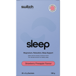 Strawberry Pineapple Switch Nutrition Sleep Magnesium 8g sachet on a white background.