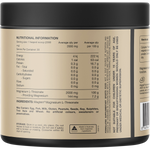 Back label of Switch Nutrition Mag3 60g tub showing nutritional information and directions on a white background.