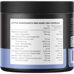 The back of a Switch Nutrition Sleep+ Magnesium 120 Capsules tub showing the directions and nutritional information.