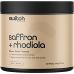 Switch Nutrition Saffron + Rhodiola Stress Relief 60 Capsules bottle.