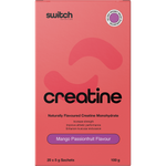 Mango Passionfruit Switch Nutrition Creatine Monohydrate 5g sachet featuring a vibrant yellow and orange label.