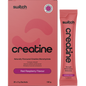 Switch Nutrition Red Raspberry Creatine Monohydrate 20-pack box with a single sachet and a glass of red liquid.