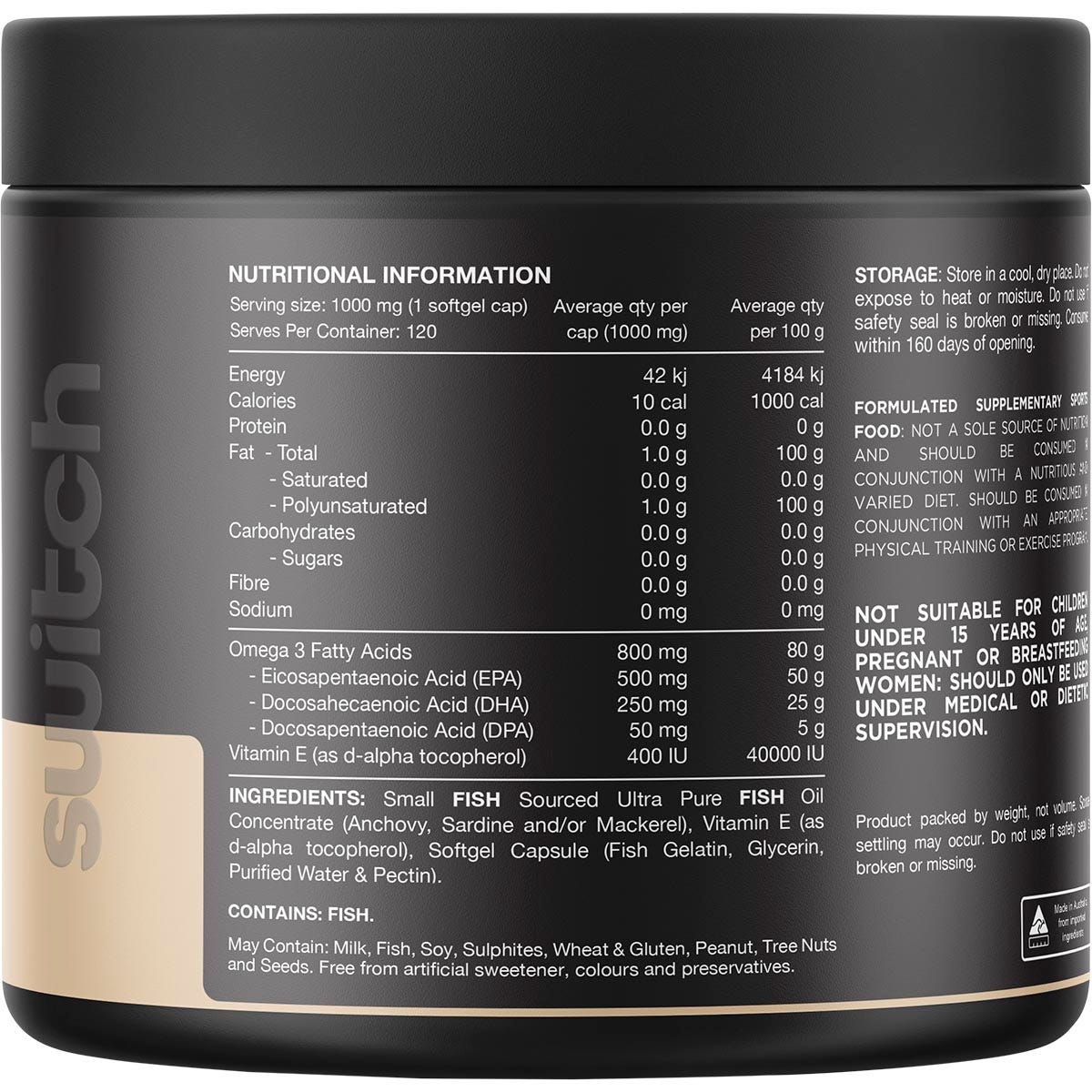 Switch Nutrition Ultra Fish Oil High Strength Norwegian Omega 3 120 Caps